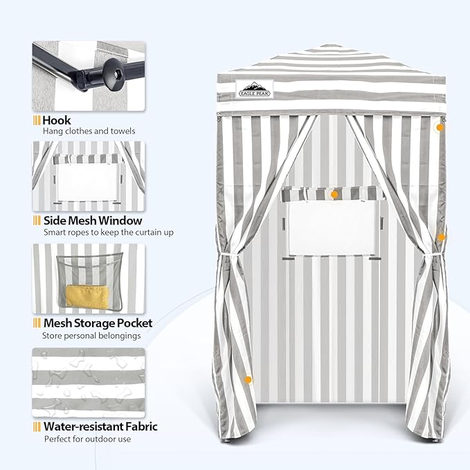 EAGLE PEAK Flex Ultra Compact 4x4 Pop-up Canopy, Sun Shelter, Changing Room, Portable Privacy Canopy Cabana for Pool, Fashion Photoshoots, or Camping, 4x4 ft, Gray/White