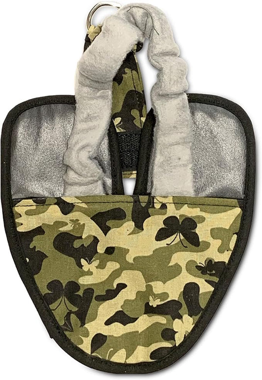 Bird Diaper, Wrap Around, for Larger Pigeons, Small Breed Hens and Roosters, Leak-Proof Design, Fleece Strap Bird Harness with Sewn-in Liner & Secure Hook and Loop Closure - XS, Butterfly Camo