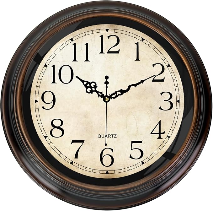 Vintage Wall Clock 16 Inch Quartz Silent Non-Ticking Analog Clock Battery