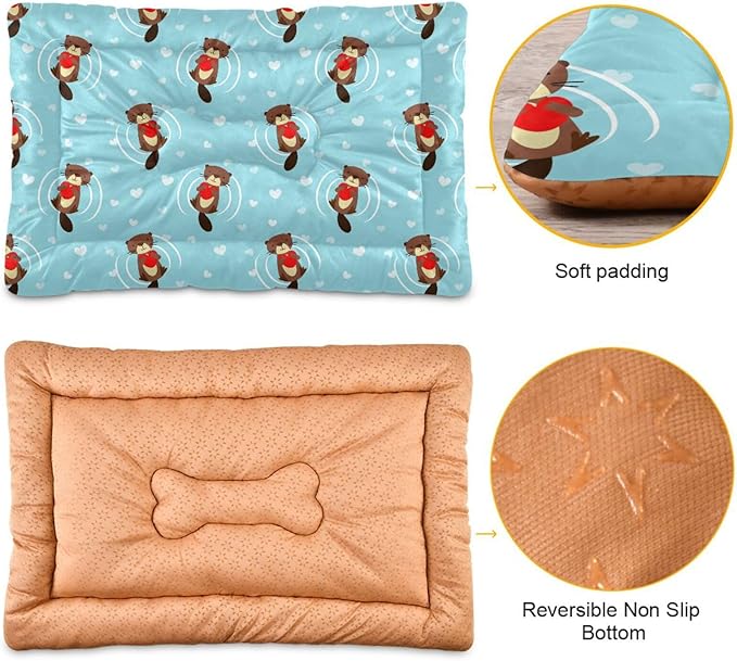 Pet Bed Cute Beaver Dog Bed Mat Absorbing Non Slip Pad Pet Sleeping Mat for Small, Medium, and Large Dogs Puppy Cat 36 in x 24 in