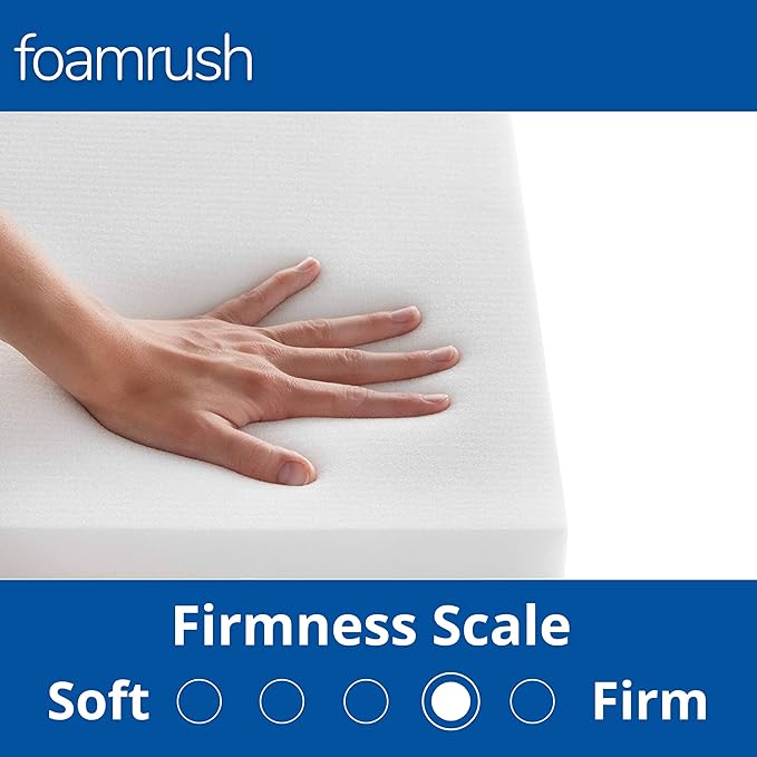 FoamRush 6-Inch Bunk (34" x 75") High Density Foam RV Mattress Replacement with Canvas Navy Cover, Medium Firm, Made in USA, Camper Trailer, Removable Water-Resistant Outdoor/Indoor Cover w Zip