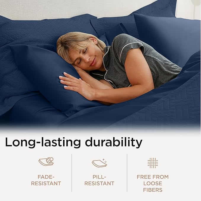Threadmill 100% Cotton Sheets for Queen Size Bed - 600 Thread Count Queen Bed Sheets Set with 16” Deep Pocket - Sateen Weave 4-Piece Bedding Set with Cooling Effect, Folkstone Blue