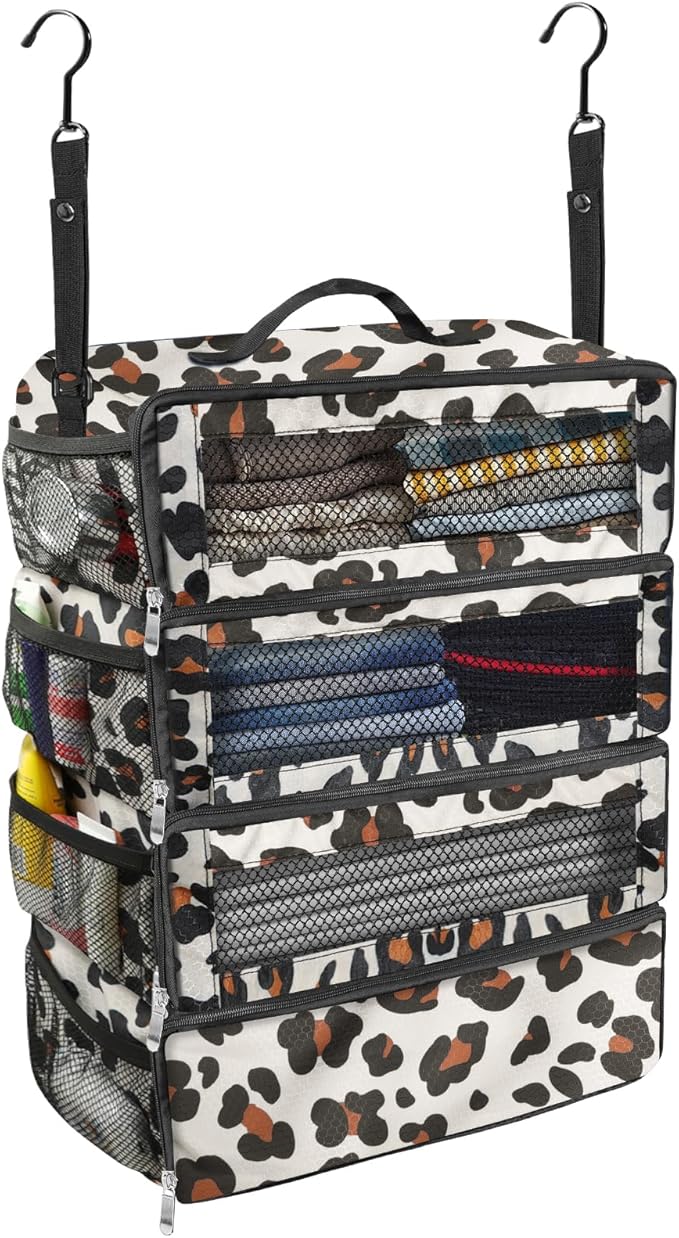 Suitcase Organizer, Travel Luggage Organizer Portable Hanging Travel Shelves Collapsible Hanging Packing Cubes for Carry on Suitcase