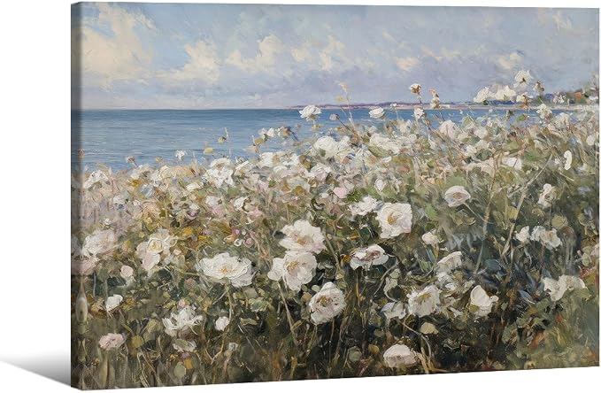 Nature Landscape Wall Art Coastal Wildflower Poster 08x10 inch Framed French