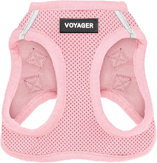 Best Pet Supplies Voyager Step-in Air Harness - All Weather Mesh, Reflective, No Pull Harness for Dogs, Cats - Secure with Hook & Loop Fastener, Buckle, Double D-Rings - Pink, L
