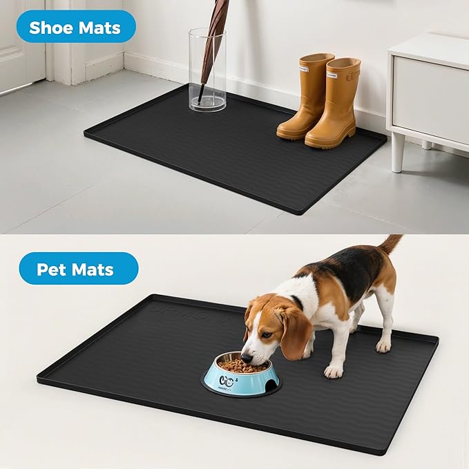 URMONA 31'' x 22'' Waterproof Silicone Under Sink Mat Cabinet and Counter Protector, Shelf Liner for Kitchen and Bathroom, Storage and Organizers, Litter Mat, Pet Cat Puppy Essentials（White Sand）