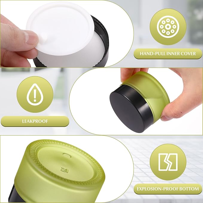 Domensi 100 Pcs 1 oz Glass Jars with Lids Bulk Round Glass Cosmetic Jars for DIY Lip Balm Small Travel Containers with Inner Liner for Lotions Powders Ointments Sample Cream(Bean Green,Black)