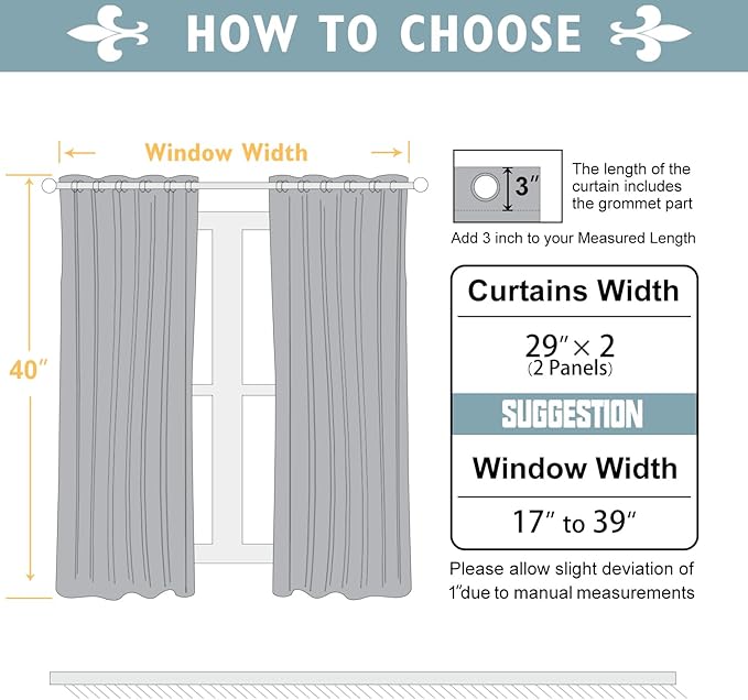ChrisDowa Small Window Curtains 40 inches Long