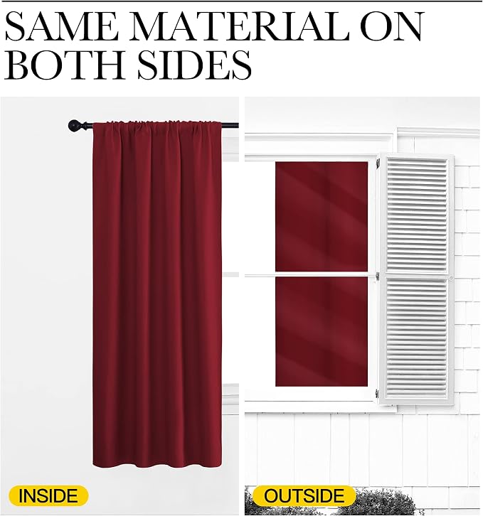 NICETOWN Burgundy Curtains Blackout Drape Panels