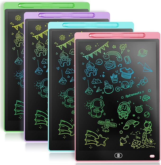 [4 Pack] Genialba LCD Writing Tablet 8.5-Inch Colorful Doodle Board, Toddler Learning Educational Toys Gifts for 3-8 Years Old Girls and Boys, Electronic Drawing Pad for Kids (Pink&Blue&Green&Purple)