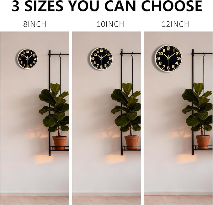 Modern Silent Wall Clock, 10inch Non-Ticking Analog Battery Operated Clock