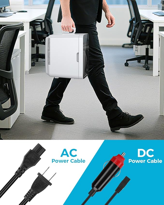 Antarctic Star Compact Mini Fridge, 10L Portable Small Refrigerator, 2.6 Gal Mini Fridge with AC/DC Adapters, Small Cosmetics Cooler for Beverage, Food, Makeup, Bedroom, Office, Dorm, White