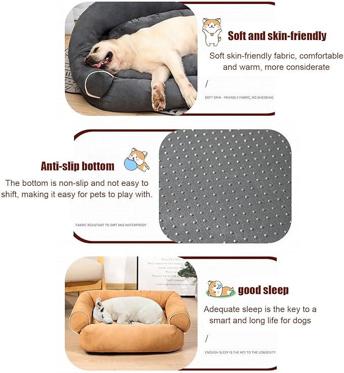 Suede Sofa Dog Bed, Multiple Sizes Orthopedic Memory Foam Mattress, Durable and Calming, Washable Dog Bed with Anti-Slip Bottom M Claret
