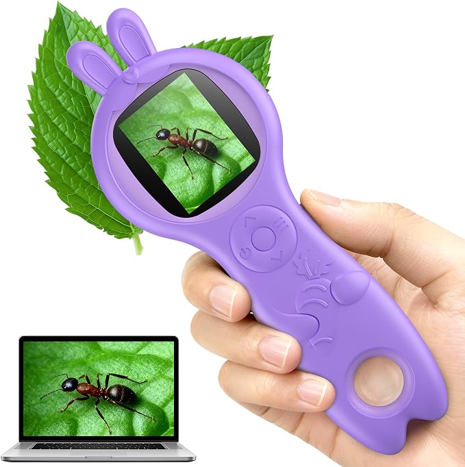 T TAKMLY Mini Pocket Digital Microscope, Macro Fixed Focus Magnifying Glass, Portable Handheld USB Digital Microscope 500x Magnification, 4X Zoom