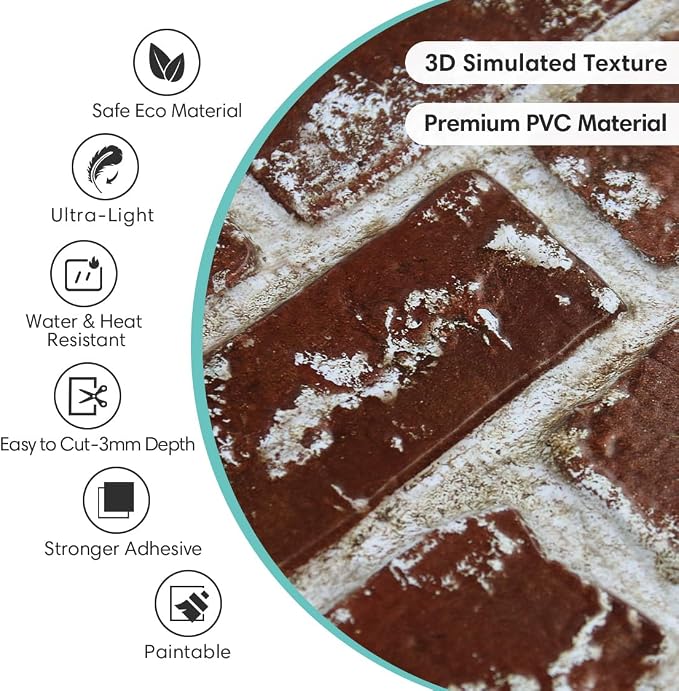 Commomy 3D Peel and Stick Brick Tiles