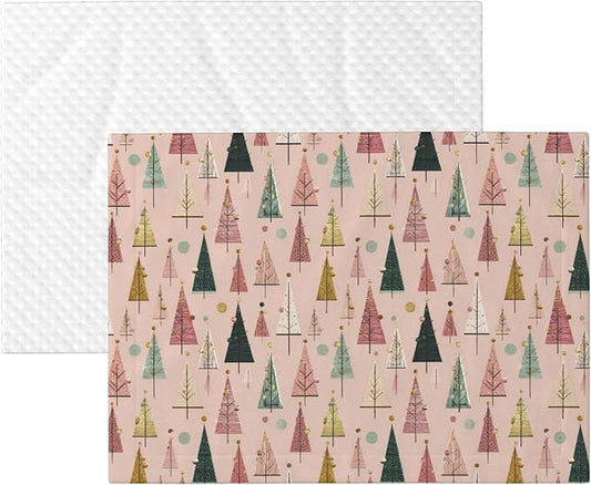 Waterproof Dog Blanket Soft Pet Blanket for Puppy Cat, Fleece Cat Throw Blankets for Furniture Bed Couch Sofa Reversible - Pastel Christmas Trees On Pink 5