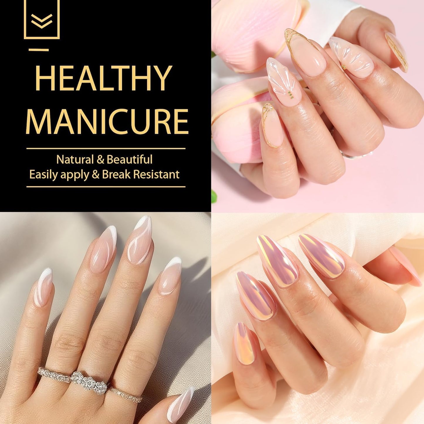 UNA GELLA Almond Gel Nail Tips 600 Pcs Pre-filed Almond Nails Full Cover Press On Nails 12 Sizes Half Matte Clear Fake Soft Gel Nail Tips for Extension Home DIY Salon with Box
