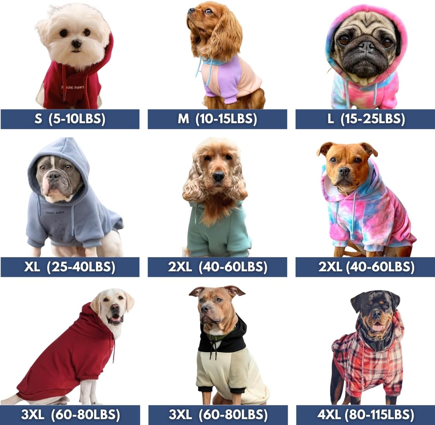 Spark Paws Dog Hoodie – Premium Dog Sweater for Small, Medium, and Large Dogs | Warm Outfits for French Bulldogs, Pitbull, Puppy, Winter Jacket Alternative - Alpine - 2XL