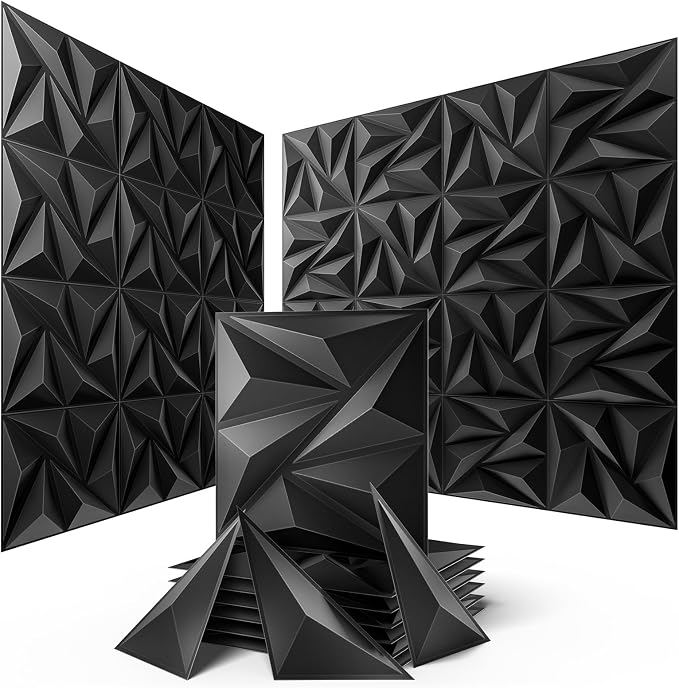 Sonicism Wall Panels Upgrade 72 Pack, 0.7”x11.8”x11.8”Pyramid 3D Wall Panels