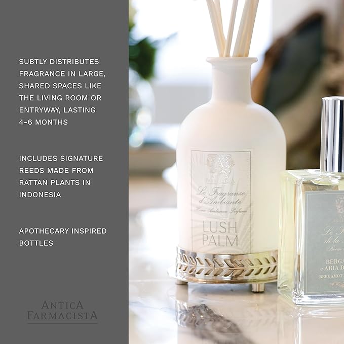 Antica Farmacista Home Ambiance Diffuser - Long-Lasting Reed Scent Diffuser - Luxury Room Freshener Gift - Lush Palm, 16.9 fl oz
