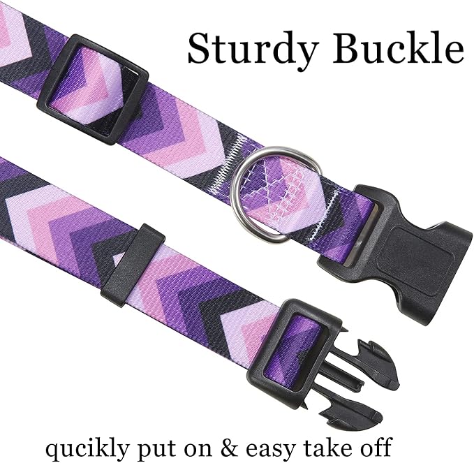 Dog Collar with Bohemia Floral Tribal Geometric Patterns - Soft Ethnic Style Collar Adjustable for Small Medium Large Dogs(Purple Arrow,L)