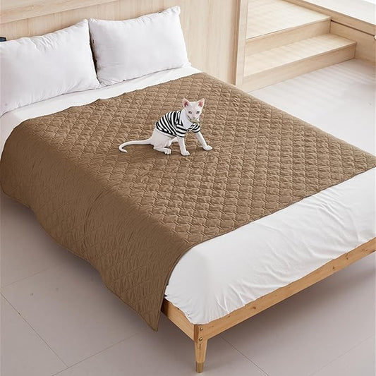 GIBZ Waterproof Dog Bed Blanket Cover Anti Slip Pet Furniture Protector Washable Large Washable Quilted Mat for Indoor, Grey, 200x200cm