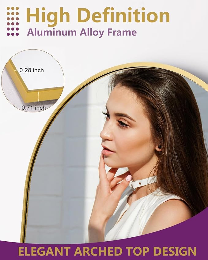 DMWOODFL 71"x26" Arched Full-Length Mirror