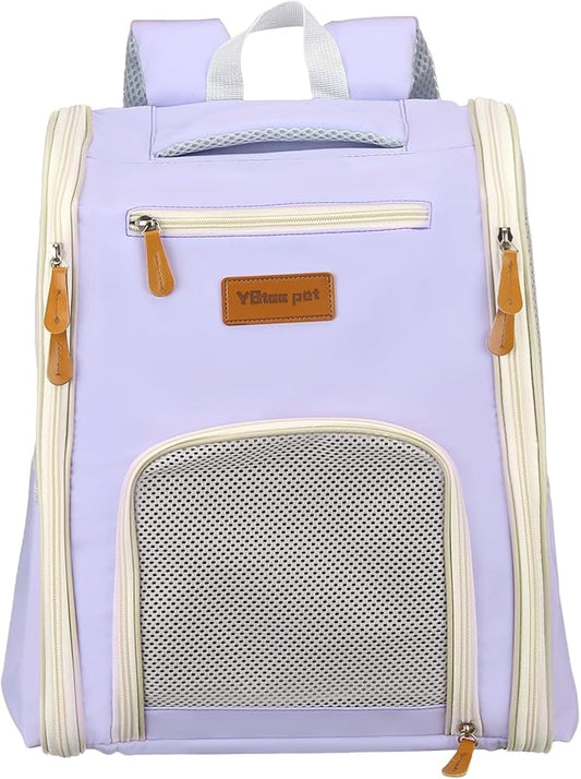 Pet Backpack Carrier, Portable and Ventilated, Oxford Cloth, Dogs Cats and Small Animals Travel Bag 12.6", (Purple, 1 Pcs), Intended for Hiking/Camping/Traveling