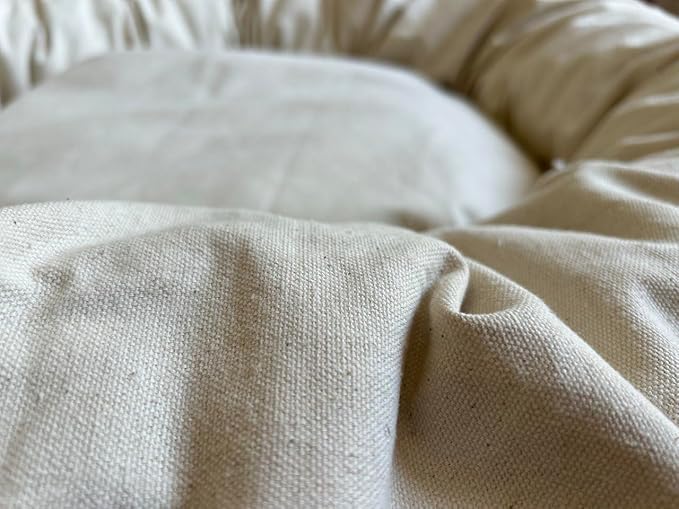 Organic Cotton Canvas Dog Bed: Removable Cover, Natural Fill - Made in USA (Natural, Small 24" x 7" inches)