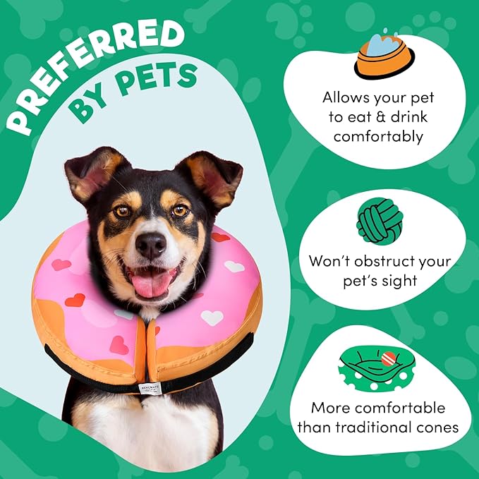 BENCMATE Inflatable Dog Cone Collar Alternative, Soft Dog Cone for Small Medium Large Dogs and Cats, Neck Recovery ECollar Donut Collar After Surgery (XLarge, HeartShape)
