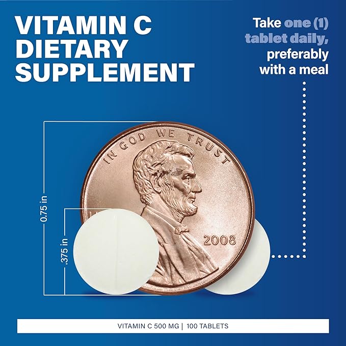 MAJOR Vitamin C-500 mg Ascorbic Acid - Vitamin C Tablets - Dietary Supplement - 100 Tablets