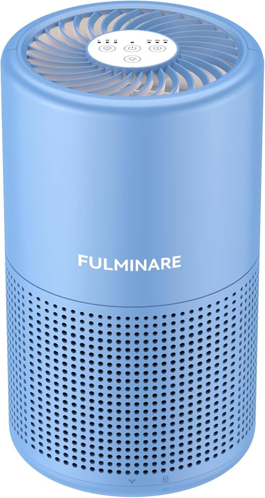 FULMINARE Air Purifiers for Home Bedroom H13 HEPA Air Purifier, 3 Speeds, Timer, 24dB, Small Mini Air Purifier with Night Light, Deep Blue