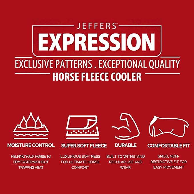Jeffers Expression Fleece Cooler for Horses, Standard Neck, Skater Cowgirl 87"- Equine Towel Blanket, Moisture Absorbent, Light Weight, Best for Drying, Exercise, Bathing, Adjustable Belly Bands