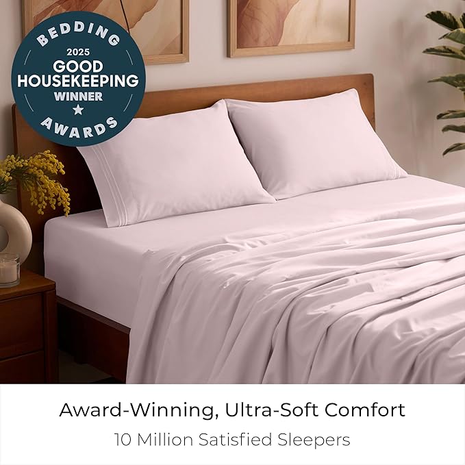 Mellanni Full Sheets Set - 4 PC Iconic Collection Bedding - Hotel Luxury, Extra Soft, Cooling Bed Sheets - Wrinkle, Fade, Stain Resistant (Full, Blush Pink)