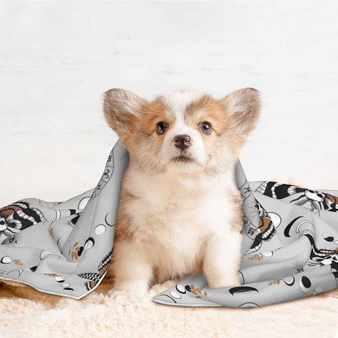 Pet Blanket for Couches and Beds, Butterfly Dead Head Sun Moon, Reversible Double Sided Plush Design with Soft Bumpy Texture and Smooth Surface, Furniture Protector