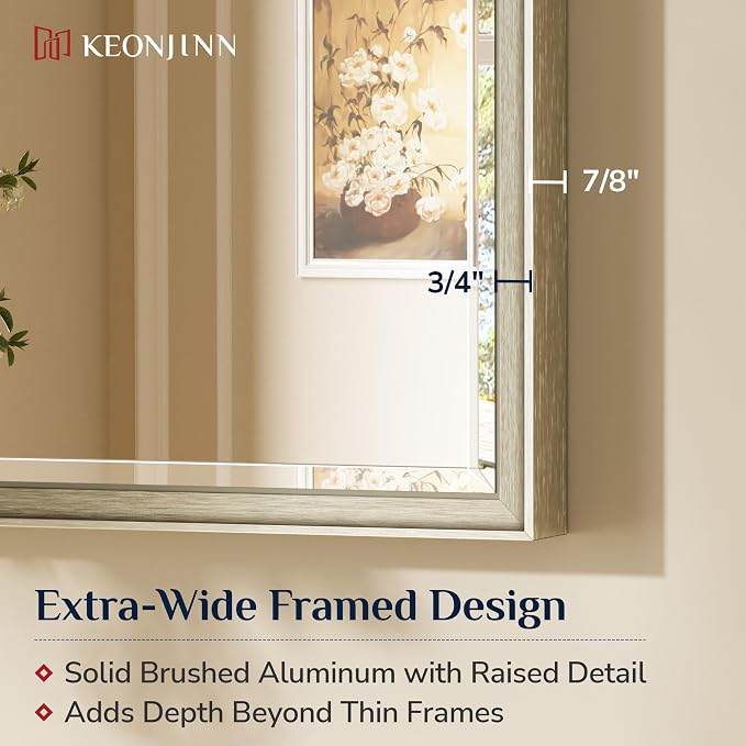 Keonjinn 20" x 30" Brushed Nickel Bathroom Mirrors