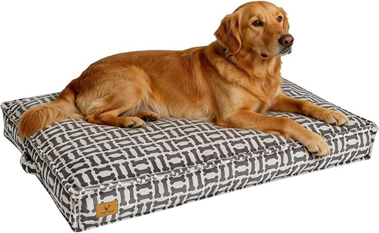 Dog Bed with Easy-Grip Handle - Shredded Memory Foam Pet Bed, Removable & Machine Washable Cover, Non-Slip Bottom, Choose from Cooling Linen or Warm Flannel Style for Dogs & Cats (Medium