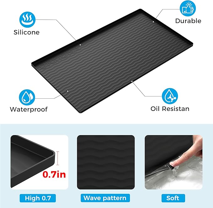 URMONA 31'' x 22'' Waterproof Silicone Under Sink Mat Cabinet and Counter Protector, Shelf Liner for Kitchen and Bathroom, Storage and Organizers, Litter Mat, Pet Cat Puppy Essentials（White Sand）