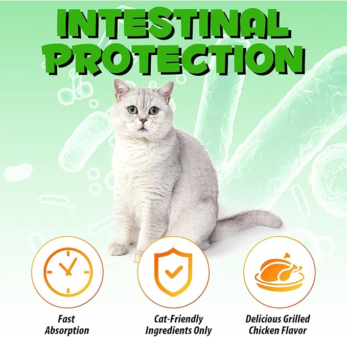 Cat Constipation Relief, Liquid Drops Supports Laxative Relief, Cat Herbal Supplements, Stool Softener Laxative Constipation Relief, Chicken Flavour- 60ml / 2 fl.oz