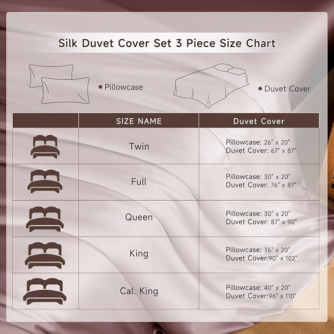 THXSILK 100% Pure Mulberry Silk Duvet Cover Set 3 Piece, 6A+ Grade Luxury Soft Bedding Silk Sheets for Hair and Skin, 1 Pcs Duvet/Quilt/Comforter Cover with 2 Zippered Pillowcases (Purple, King)