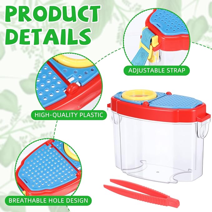 Halloscume 8 Pack Insect Bug Viewer Kit for Kids with Tweezers Explorer Outdoor Set Bug Catcher Containers for Insects Magnifying Insect Box Observation Kit for Science Nature (Deep Colors)