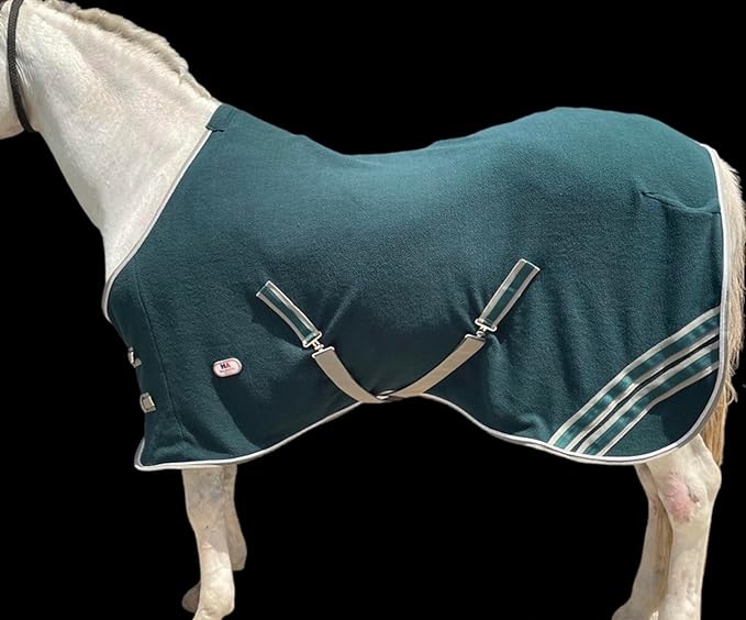 Majestic Ally Anti Pill Fleece Horse Blanket/Sheet with Silver Braided Rope (Hunter Green, 74)