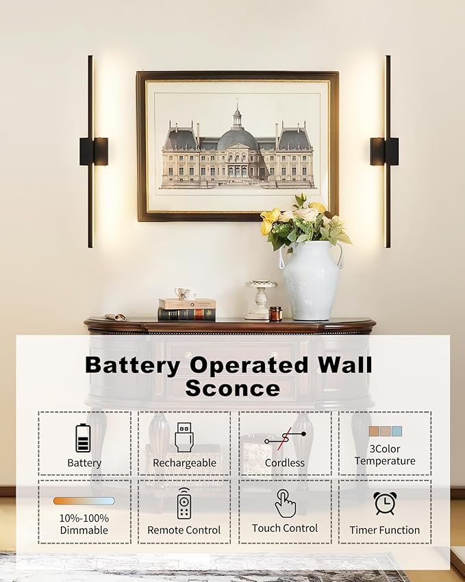 8000mAh Battery Operated Wall Sconce