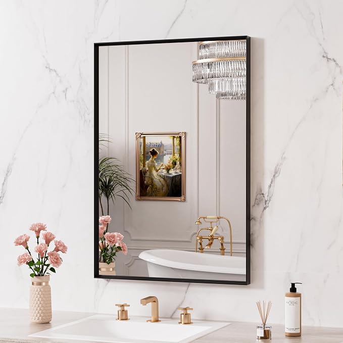 LOAAO Black Bathroom Mirror 24"X36"