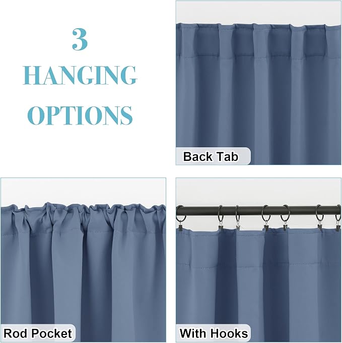 RYB HOME Small Window Curtains Blackout, Privacy Thermal Insulating Drapes