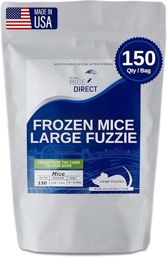 MiceDirect EST. 2003 150 Frozen Mice Fuzzie Feeders Snake Food for Juvenile Hognose Corn milks (1.25-1.5 in) (600 Grams Min)