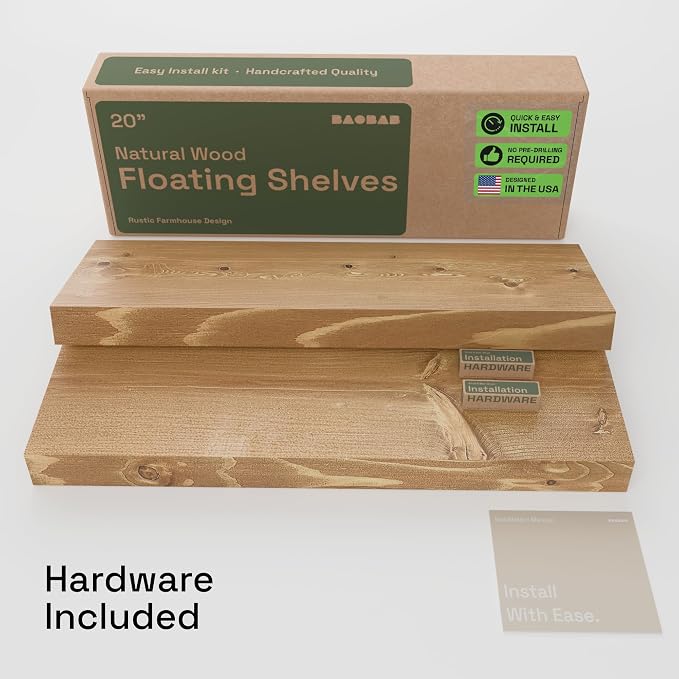BAOBAB WORKSHOP Natural Wood Floating Shelves