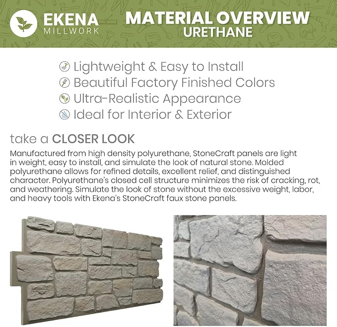 EverStone Cobblestone Faux Stone Panel, Harbor Mist Color
