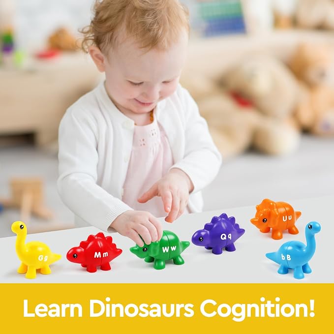 GKDOMS Alphabet Dinosaurs Letter Matching Toy Fine Motor Game | 13pack, Matching & Sorting Game, Sensory Toy, Preschool Learning Activities, Educational Gifts, Ages3+