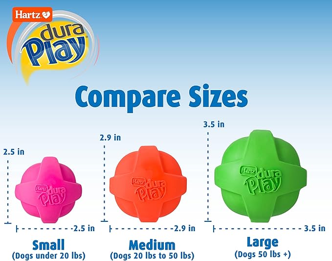 Hartz Dura Play Bacon Scented Squeak Ball Dog Toy for Small Breeds, 3 Pack